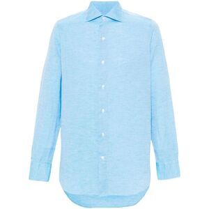 FINAMORE Napoli Linen Shirt Men CLEAR BLUE Shirts